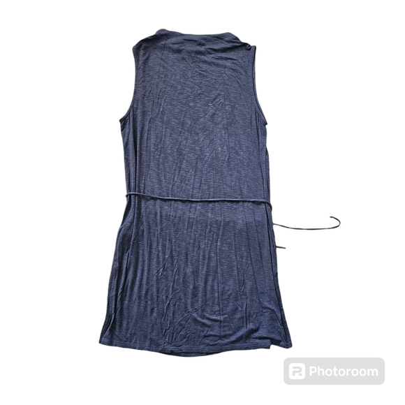 Dolan Left Coast slip dress pullover side slit belted comfortable stretch blue M - Picture 2 of 5